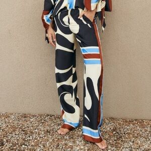 Zara PRINTED WIDE LEG PANTS
